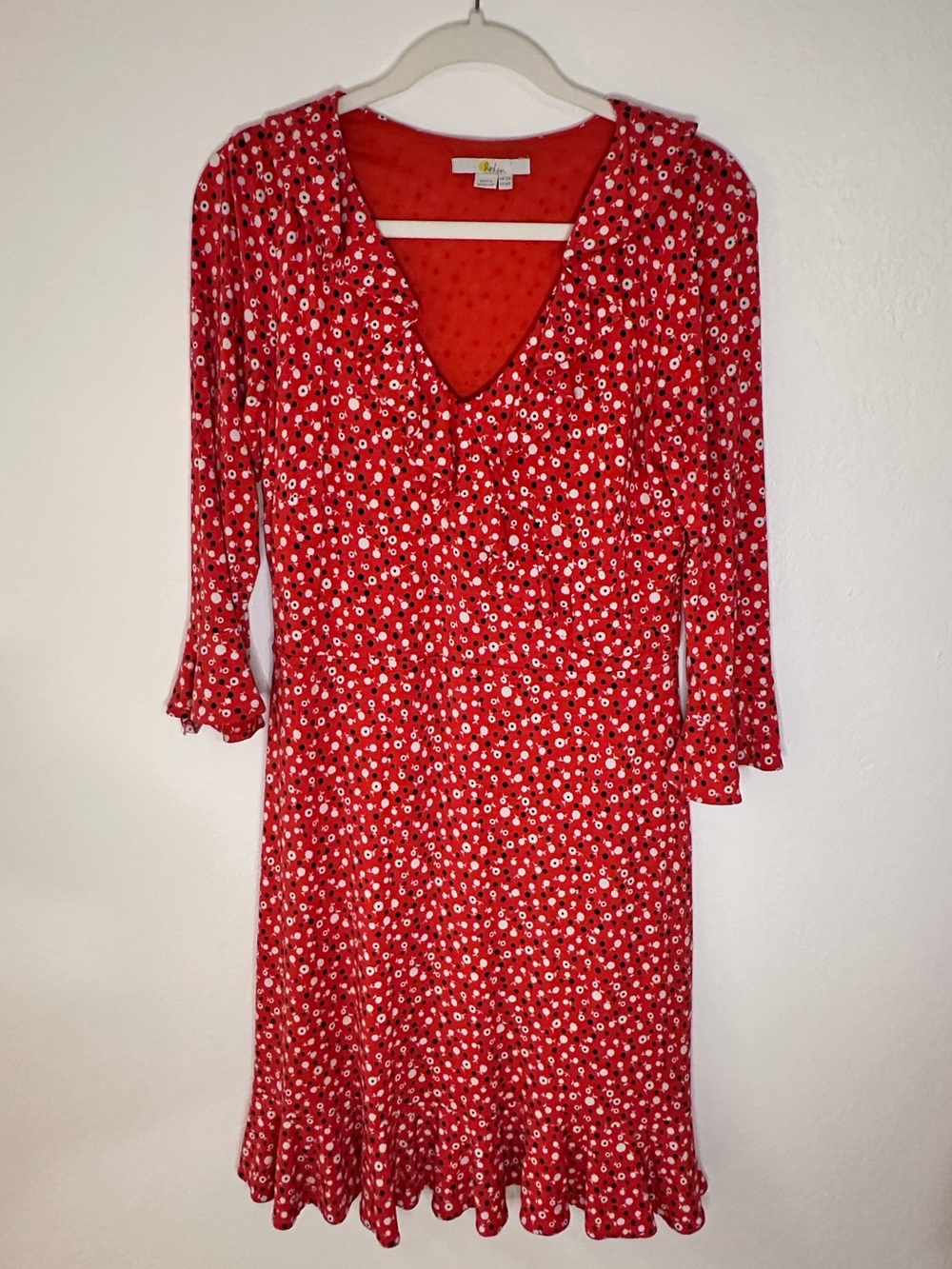 Boden Red Faux Wrap Dress Size 12